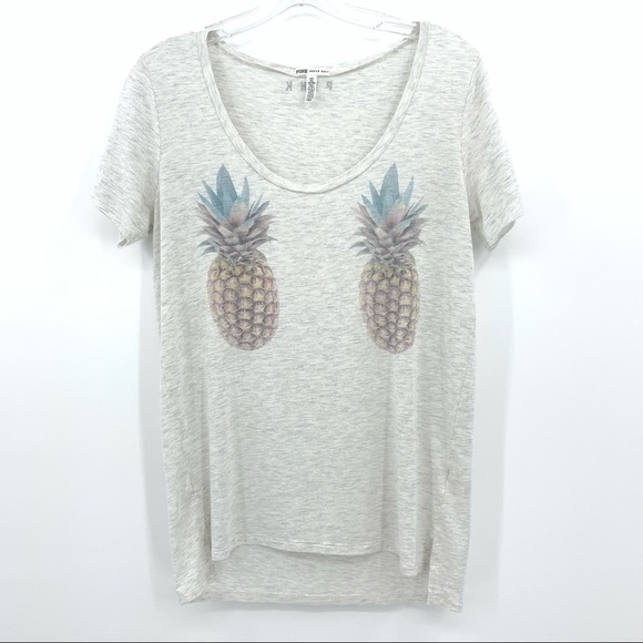 Victoria’s Secret PINK Super Soft Scoop Neck Pineapple Tee Size Small - Picture 2 of 8